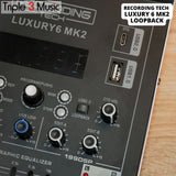 Recording tech Luxury 6 MK2 LOOPBACK VERSION 8 Input 3 aux USB MIXER Audio