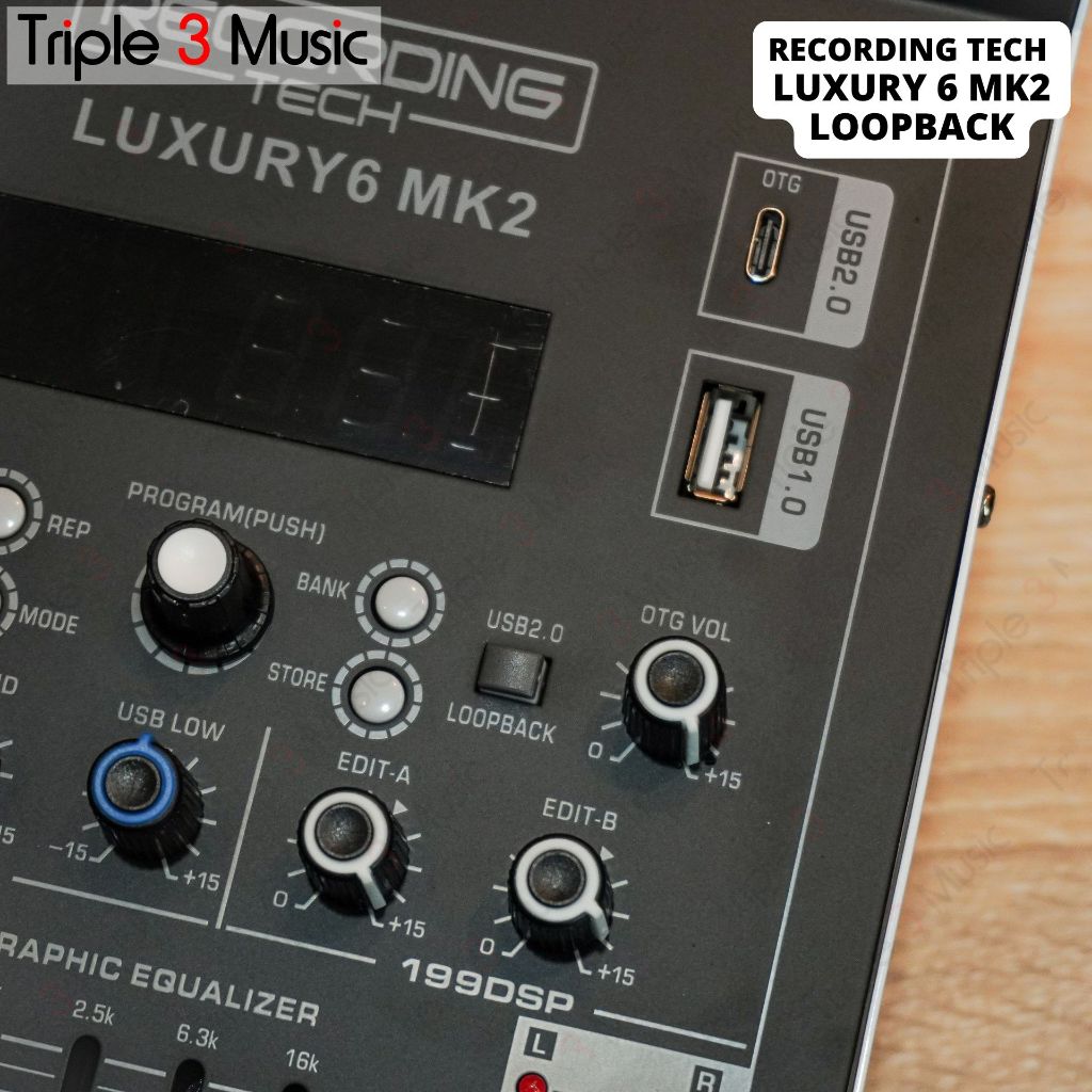 Recording tech Luxury 6 MK2 LOOPBACK VERSION 8 Input 3 aux USB MIXER Audio