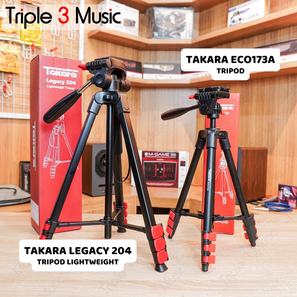TAKARA ECO-173A Tripod untuk Kamera, Action Cam dan Handphone Aluminium Camera Holder Handphone