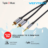 Vention BCN Premium Kabel 2 Rca ke 3.5mm kabel komputer ke speaker