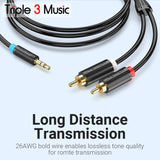 Vention BCL- 2m Kabel 2 Rca ke 3.5mm kabel komputer ke speaker