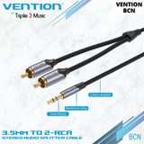 Vention BCL- 2m Kabel 2 Rca ke 3.5mm kabel komputer ke speaker