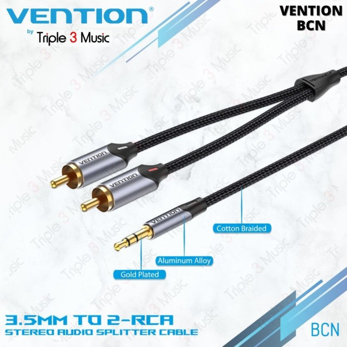 Vention BCL- 2m Kabel 2 Rca ke 3.5mm kabel komputer ke speaker