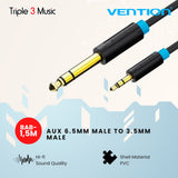 Vention BAB - 1.5M Kabel Aux 6.5mm Male to 3.5mm Male kabel headphone