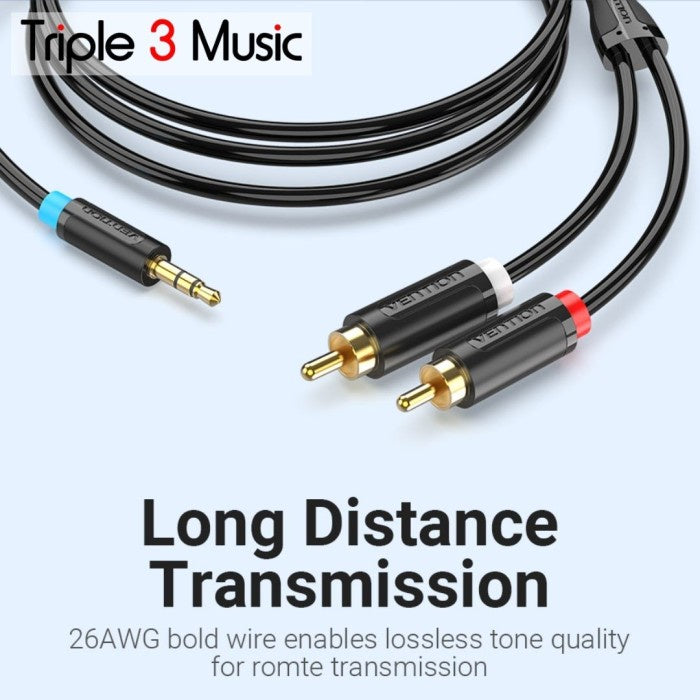 Vention BCL- 2m Kabel 2 Rca ke 3.5mm kabel komputer ke speaker