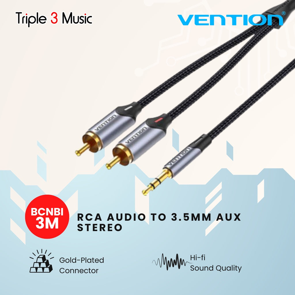 Vention BCN Premium Kabel 2 Rca ke 3.5mm kabel komputer ke speaker
