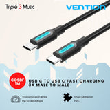 Vention COS Kabel Data USB C to usb C Fast Charging 3A Male to Male