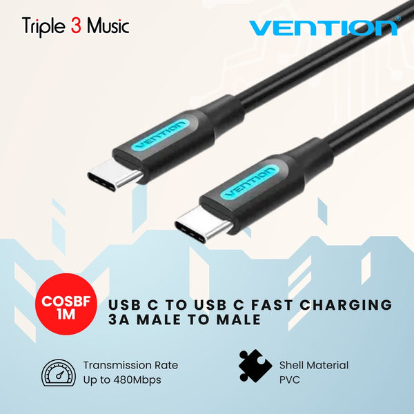 Vention COS Kabel Data USB C to usb C Fast Charging 3A Male to Male